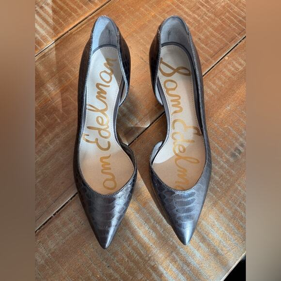 Sam Edelman Dark Brown Metallic Snake Print Heels - Picture 3 of 9